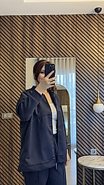 Lacivert Fermuarlı Süet Takım