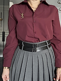 Bordo Broşlu Gömlek