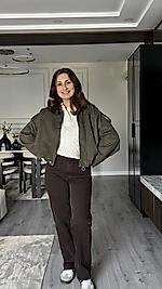 Haki Süet Bomber Ceket