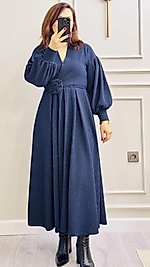 Gül Detaylı  Anvelop Elbise