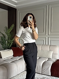 Siyah Yüksel Bel Pantolon