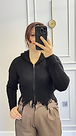 Sökük Detaylı Crop Hırka