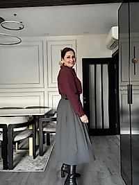 Çift Kemerli Midi Boy Etek