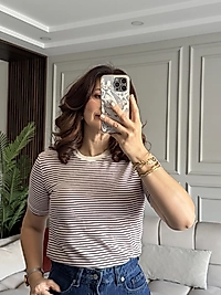 Massi**Etiketli Çizgili Tişört